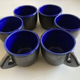 Set of 6 mid-century modern glazed earthenware cups, 1960s