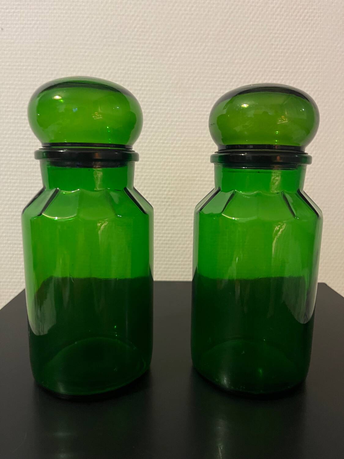 Pair of glass jars