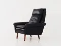 Black leather armchair, Danish design, 1970s, production: Denmark
