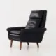Black leather armchair, Danish design, 1970s, production: Denmark