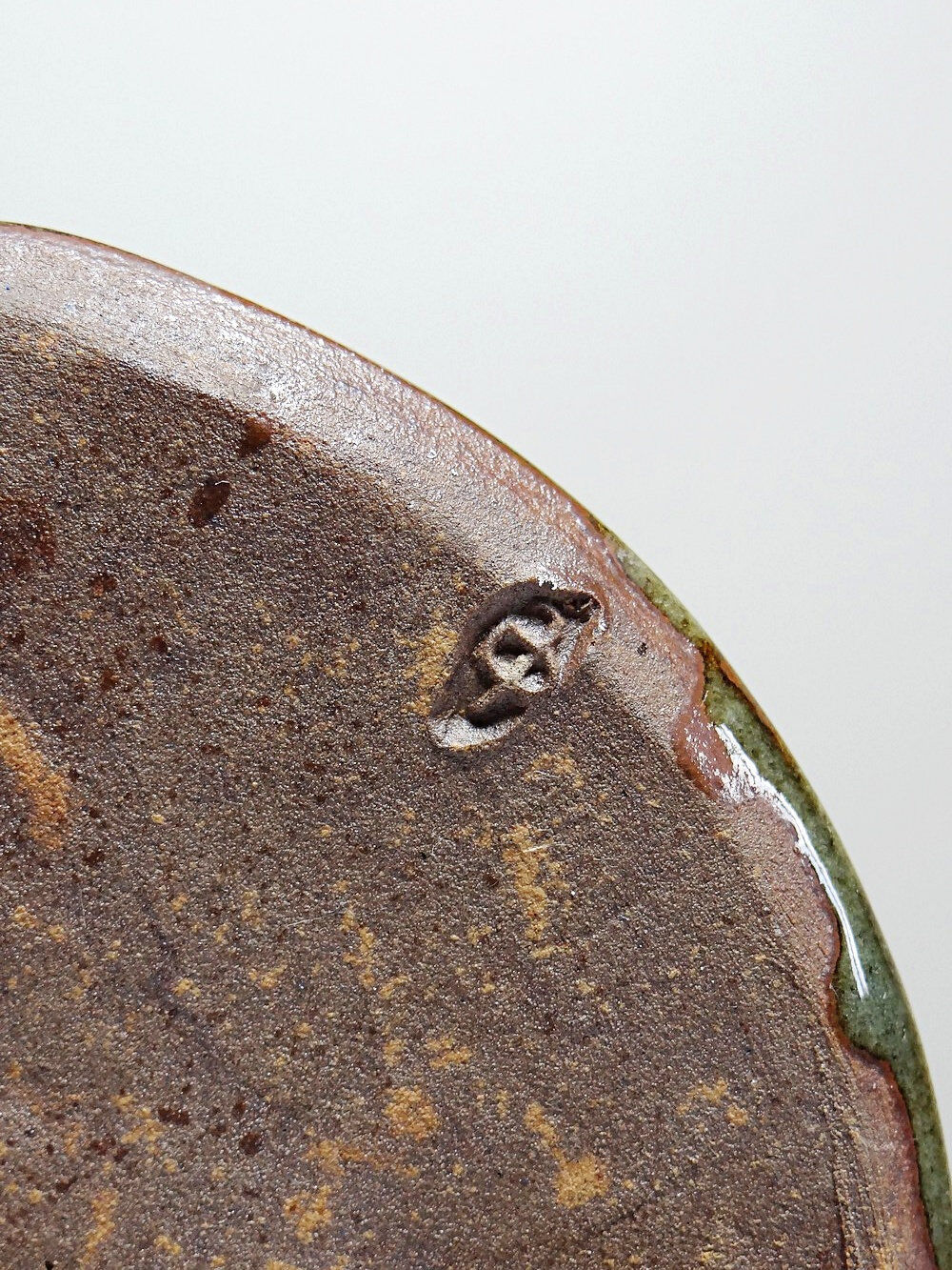 Vintage table lamp, glazed stoneware, perforated "Building" signed.