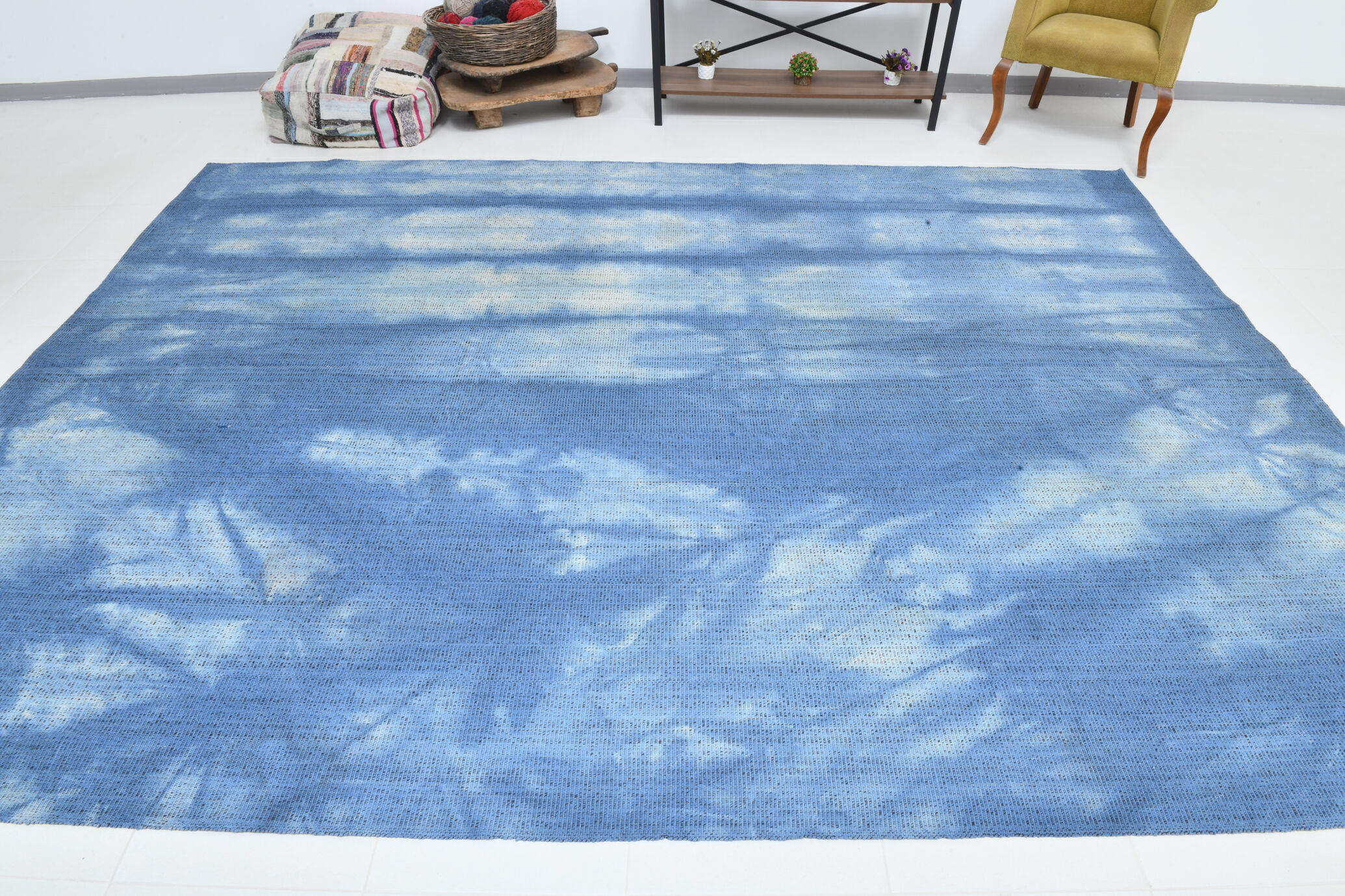 Blue oversize turkish rug 357x270cm