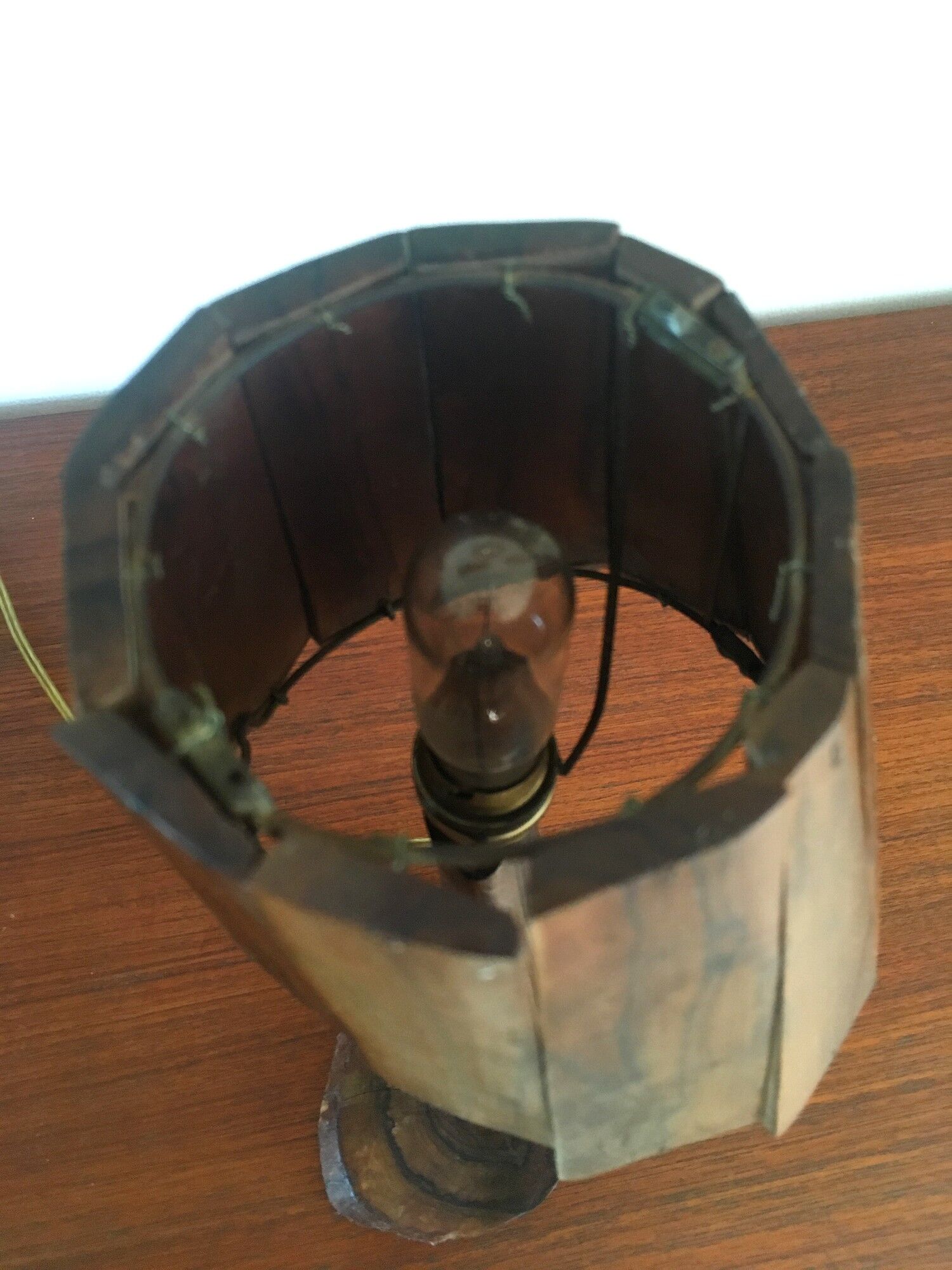 Vintage lamp in olive wood, 70s