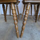 Set of 8 Vintage Tyrolean Heart Cutout Wooden Dining Chairs / Darker Brown