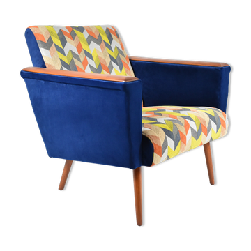 Fauteuil du milieu du siècle 1960 velours bleu