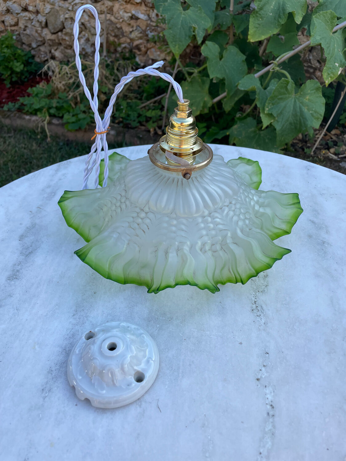Vintage pleated pendant light 1900