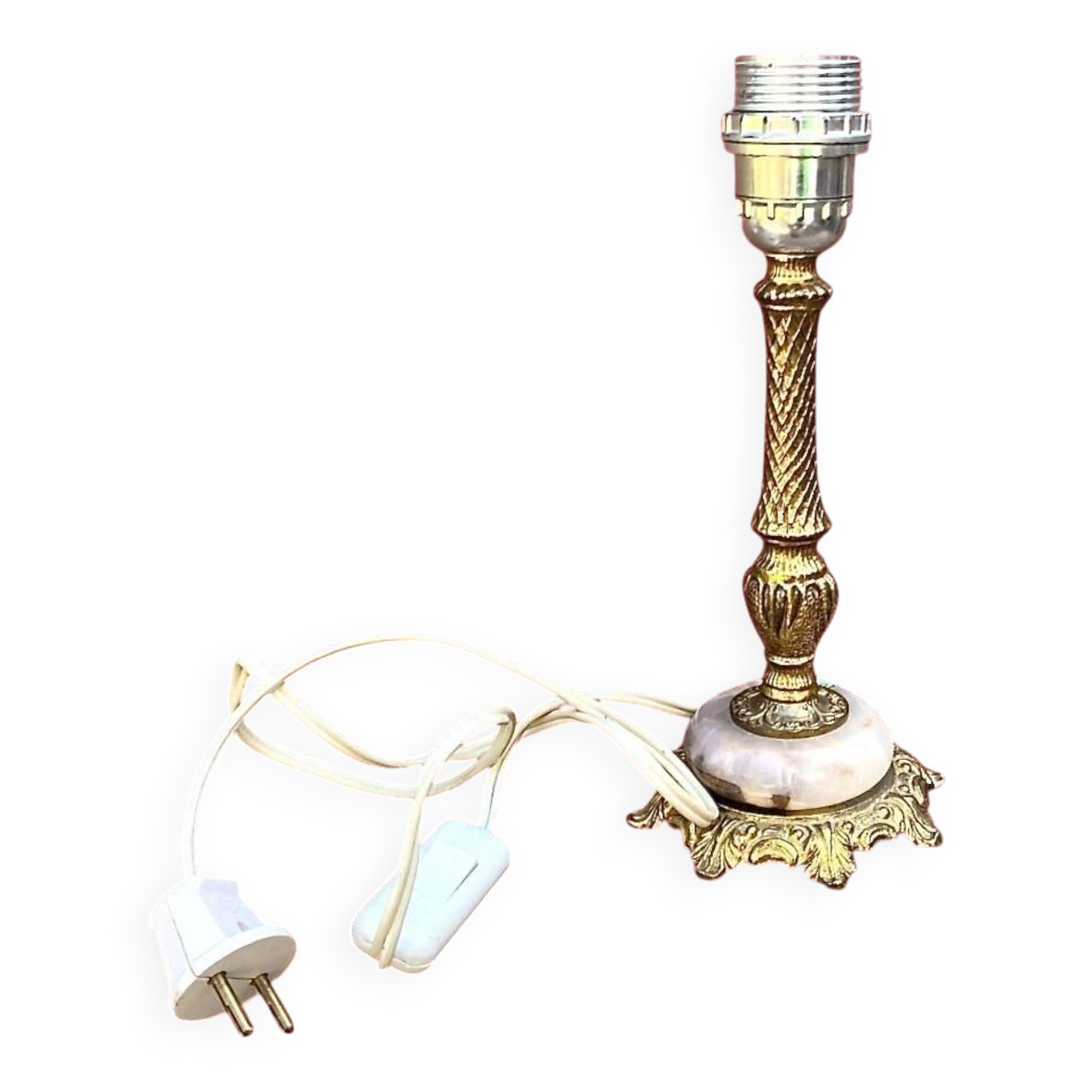 Antique lamp base in gilded brass and onyx – H26 cm – 1960s