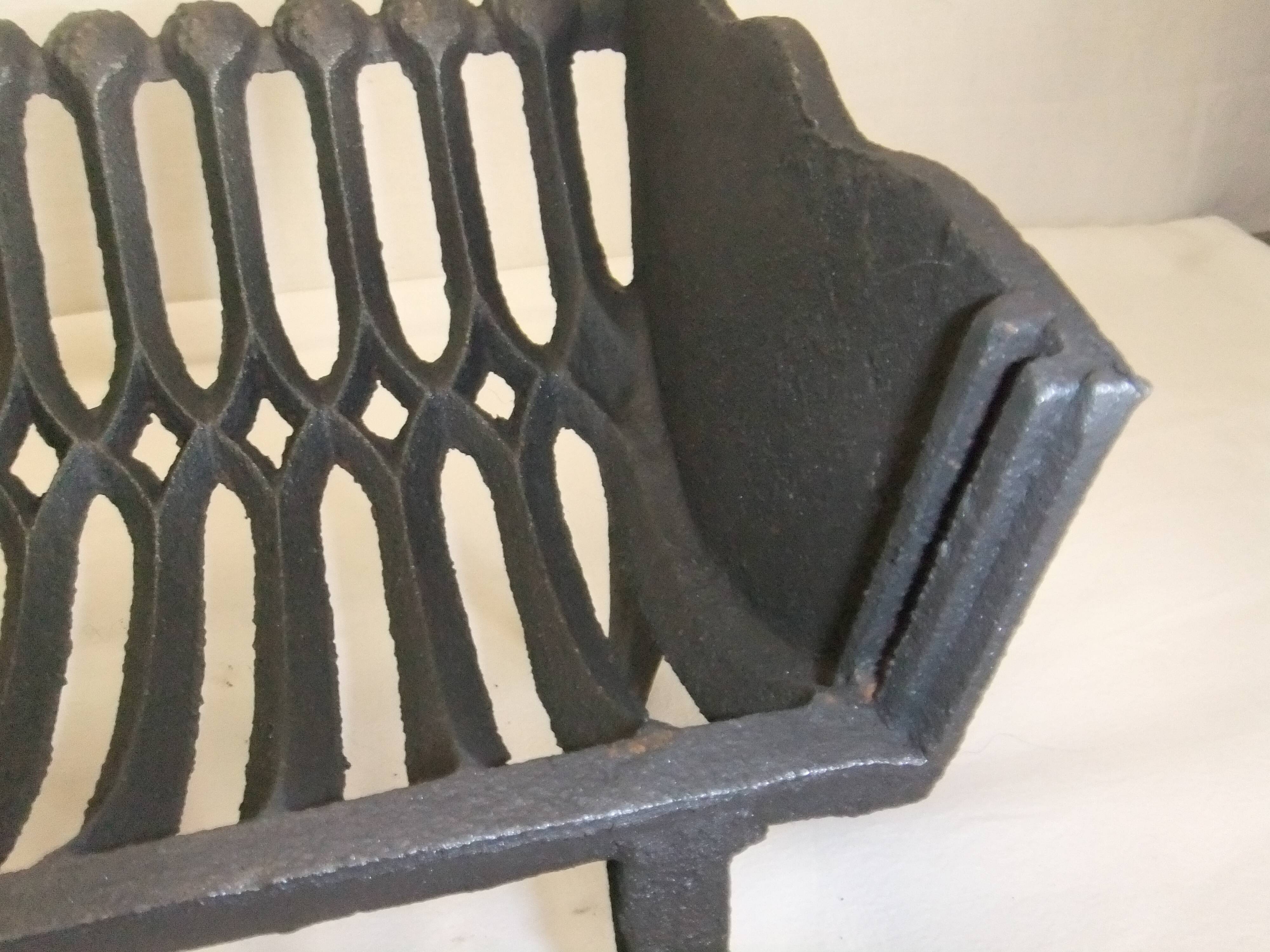 Old cast iron log holder andiron fireplace cornucopia pine cone