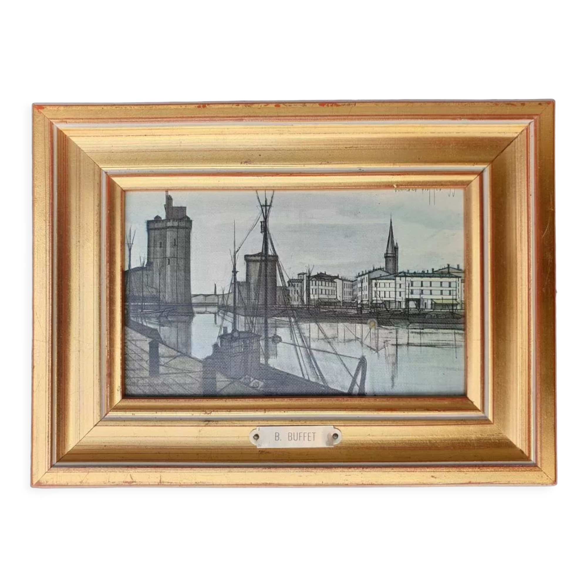 Vintage reproduction Bernard Buffet La Rochelle, the 3 towers