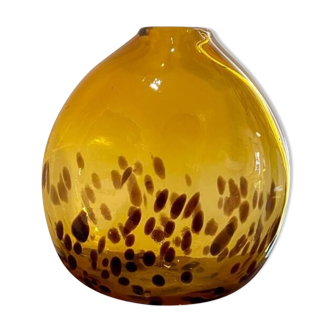 Blown speckled glass vase