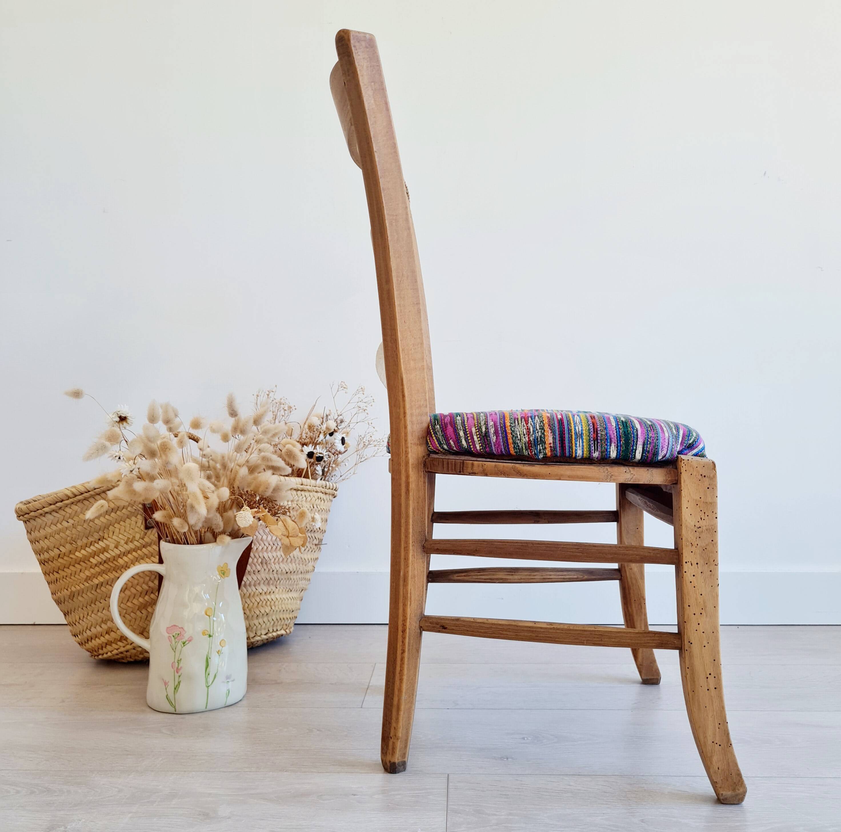 Antique upholstered wooden chair