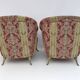 Paire de fauteuils français de style Art déco en laiton et tissu, années 1950