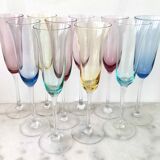 Set of 10 colorful champagne flutes