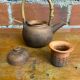 Antique terracotta teapot + bamboo handle, vintage japanese style