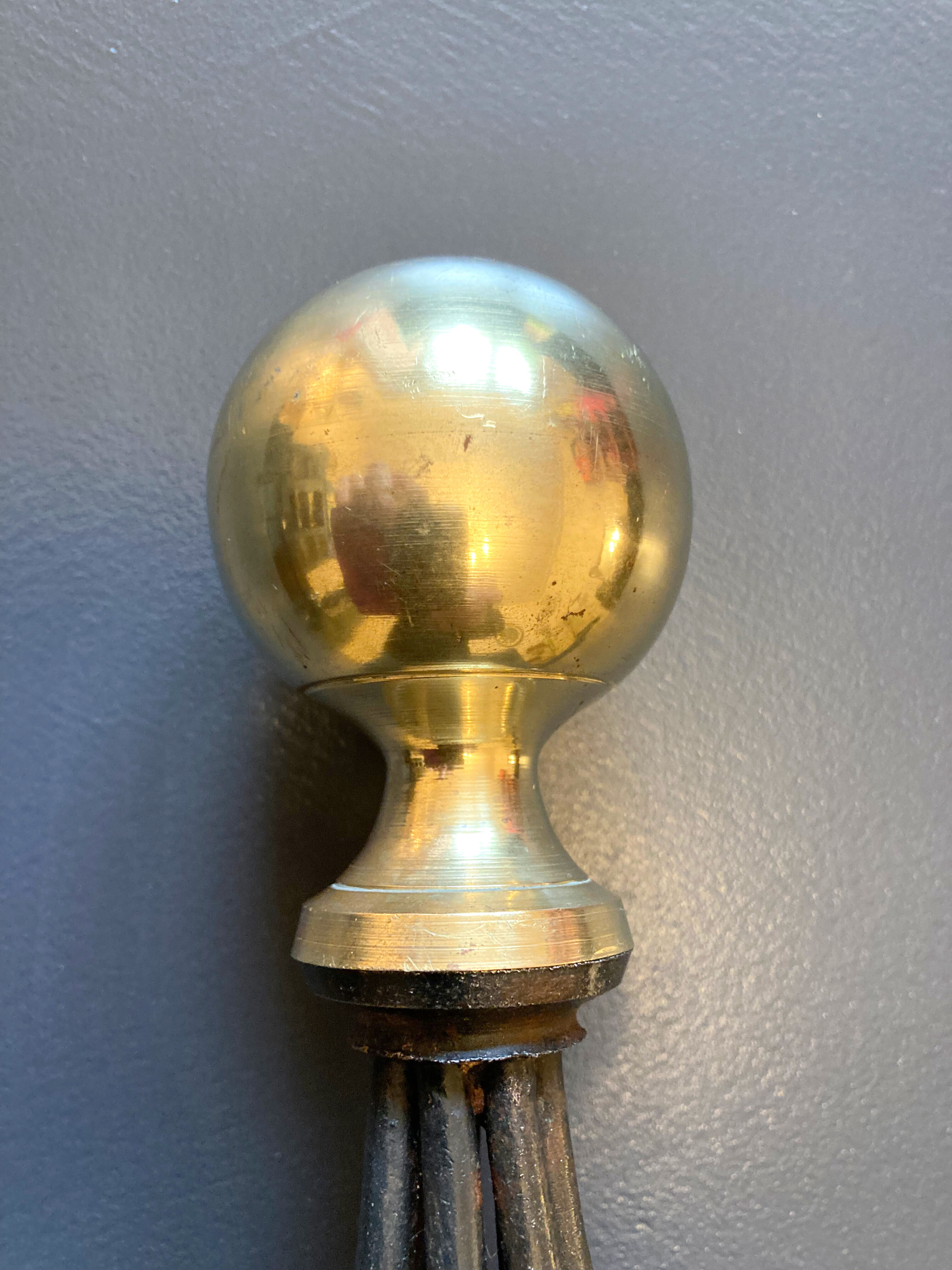 Chenets modernist bronze and cast iron