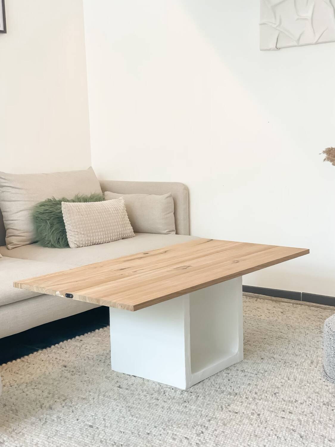 Concrete and wood coffee table - Length 120cm - Oakcub