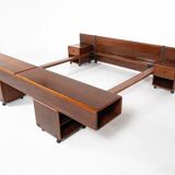 Mid-Century Modern Bed with Nightstands by Fabio Lenci for Bernini, Italy, 1970s