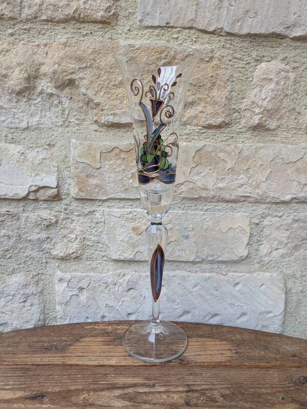 Flute à champagne Paul Nagel collection rêveries modèle Atlantis peint main