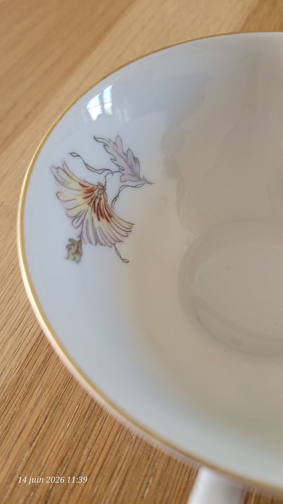 2 large antique cups and their saucers