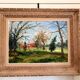 Ancien tableau Peinture Huile Toile Campagne Paysage Maison Jardin Arbre N