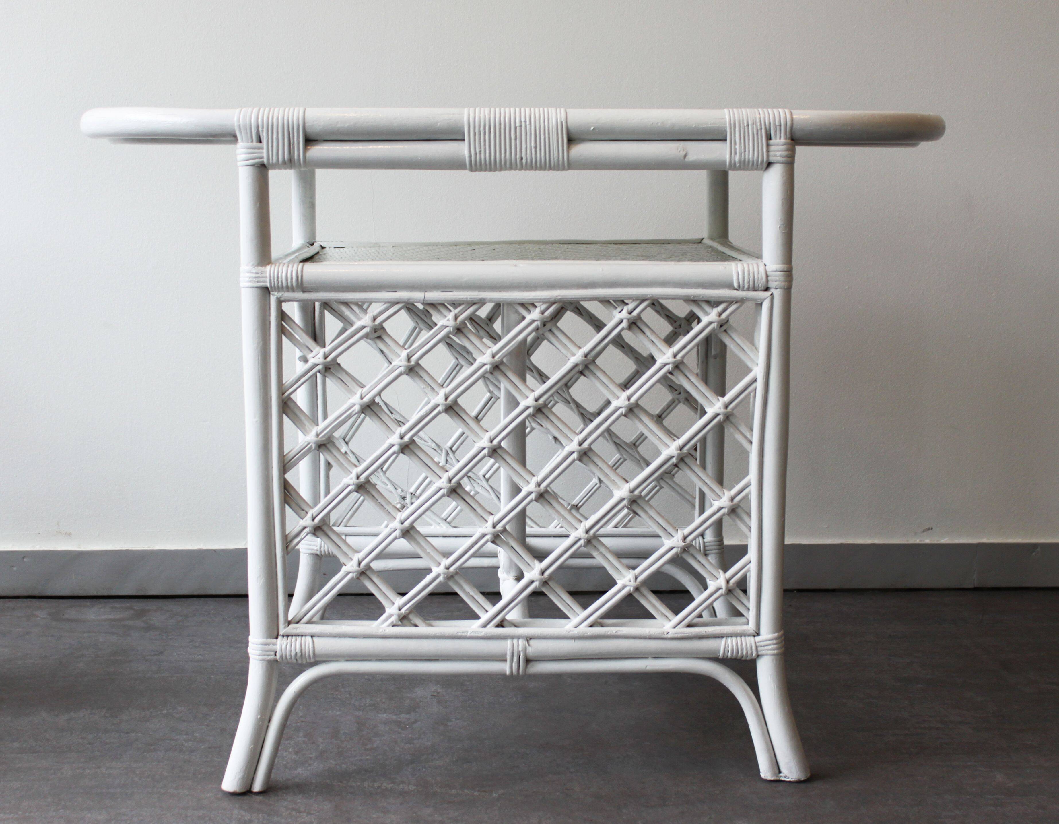 White rattan table and chairs set.