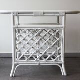 White rattan table and chairs set.