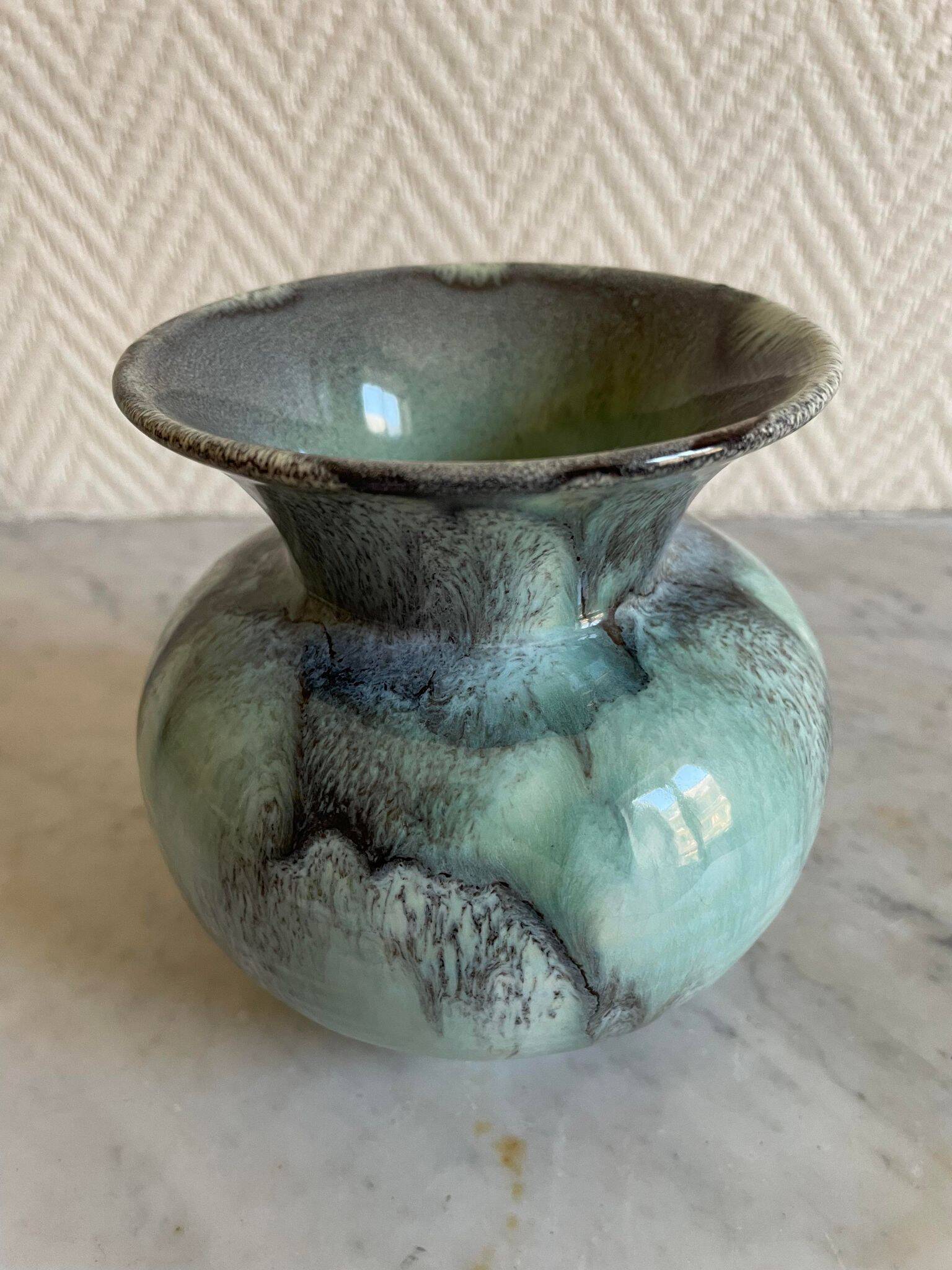 Blue lava style vase Vallauris