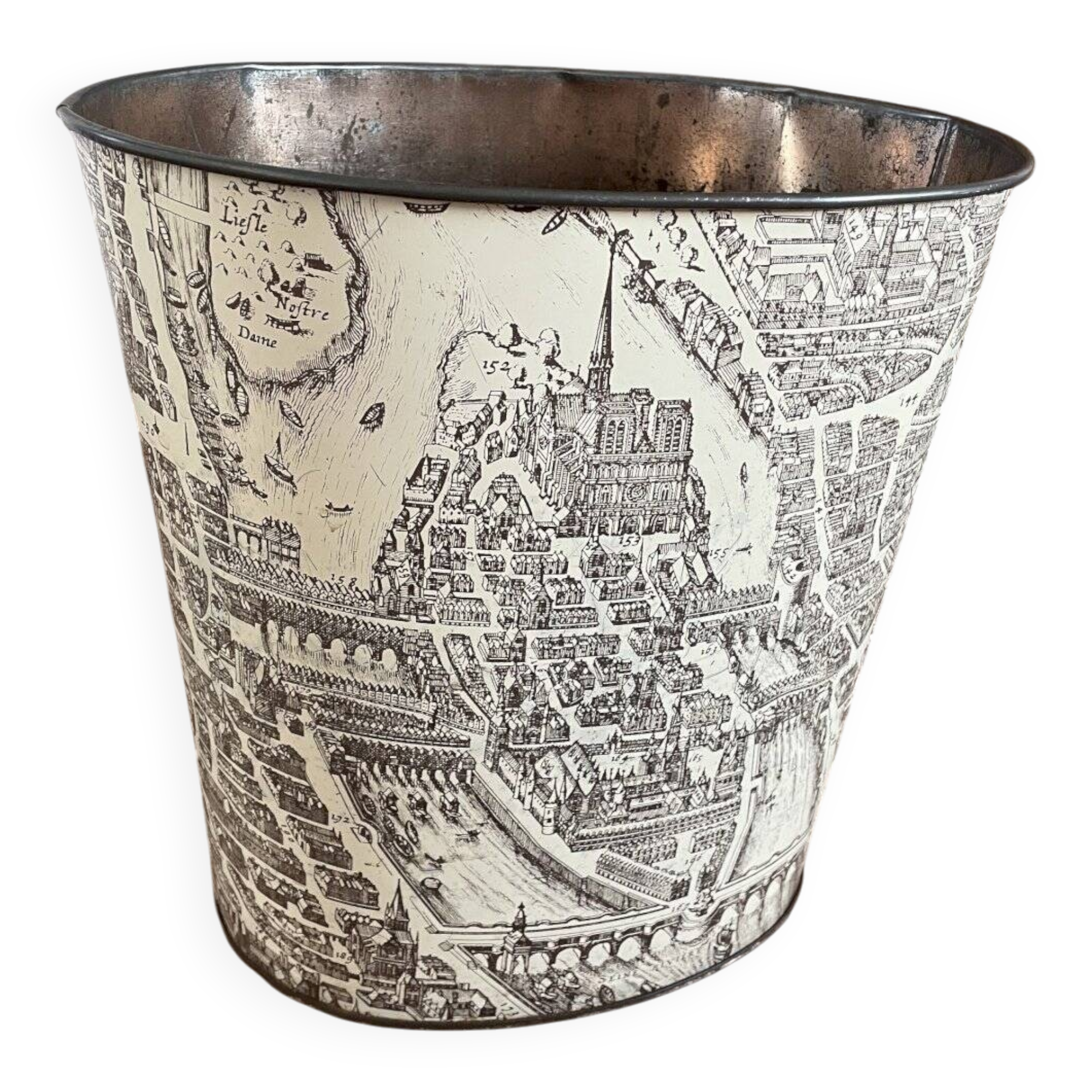 Metal wastepaper basket with Paris decor