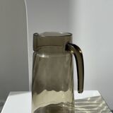 Vintage striated smoked glass carafe