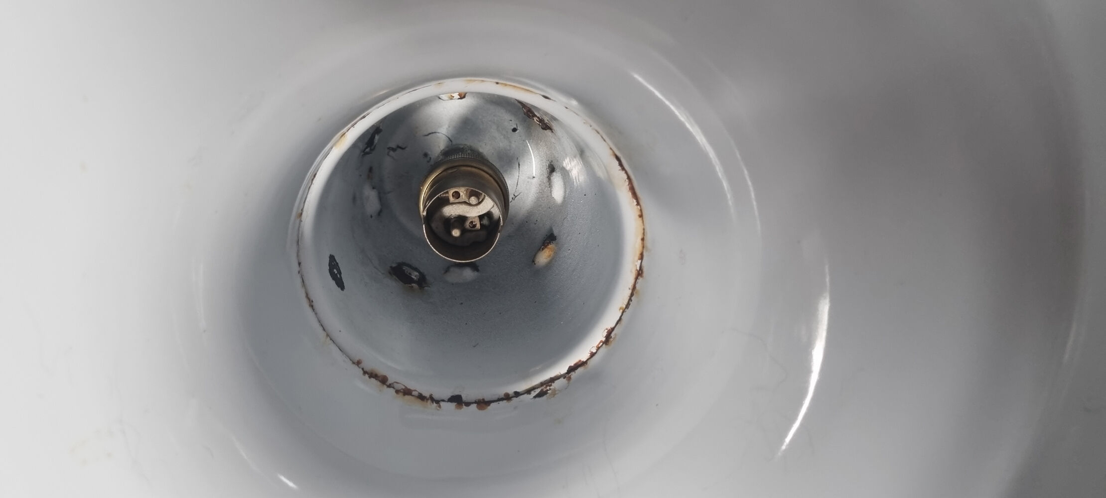 Industrial pendant lamp enamelled blue grey, vintage, 50s