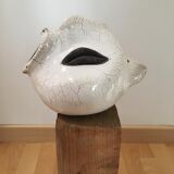 Vase en céramique raku. Forme de poisson