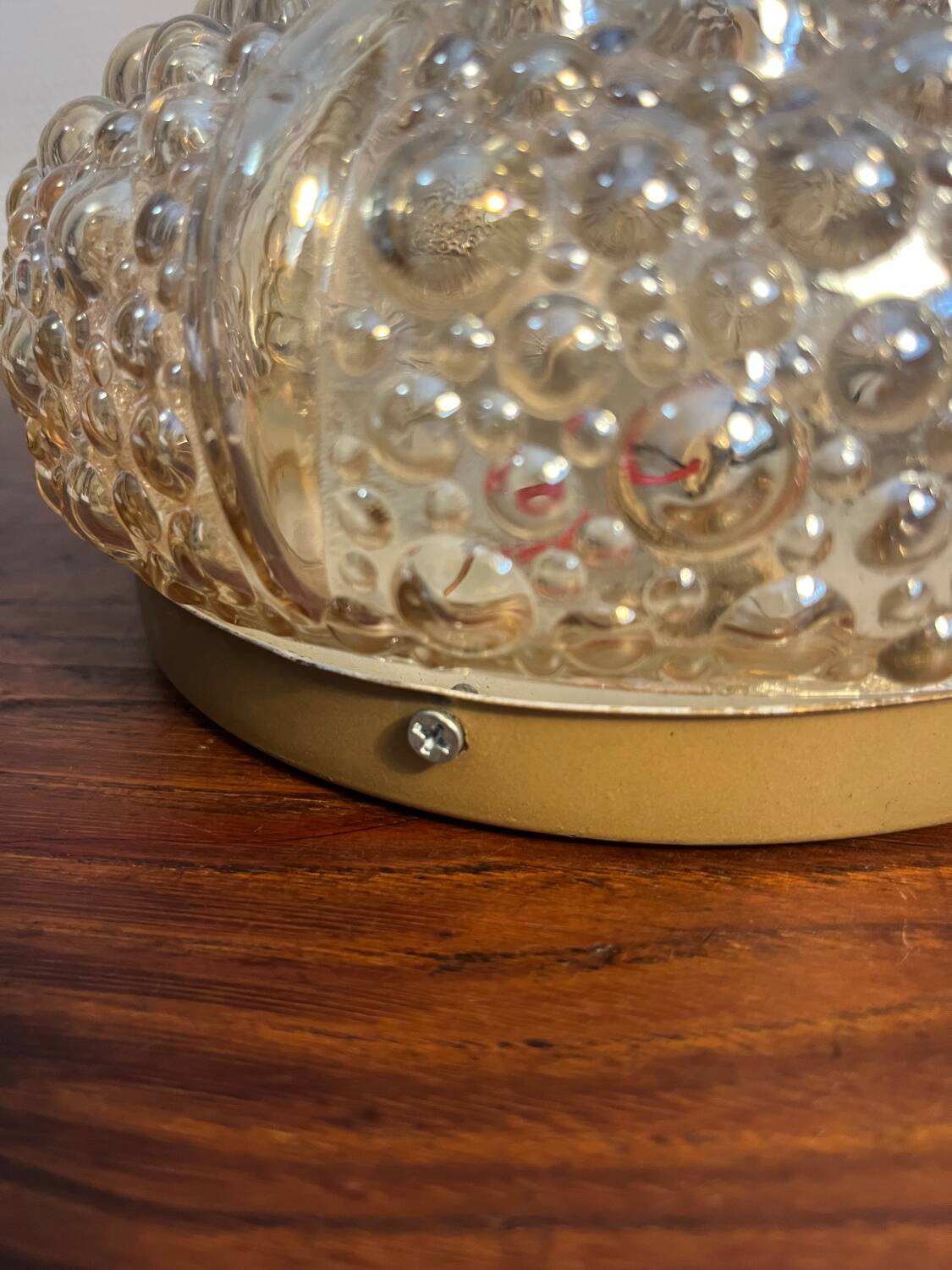 Ceiling light, wall light, bubble, amber glass, 70s