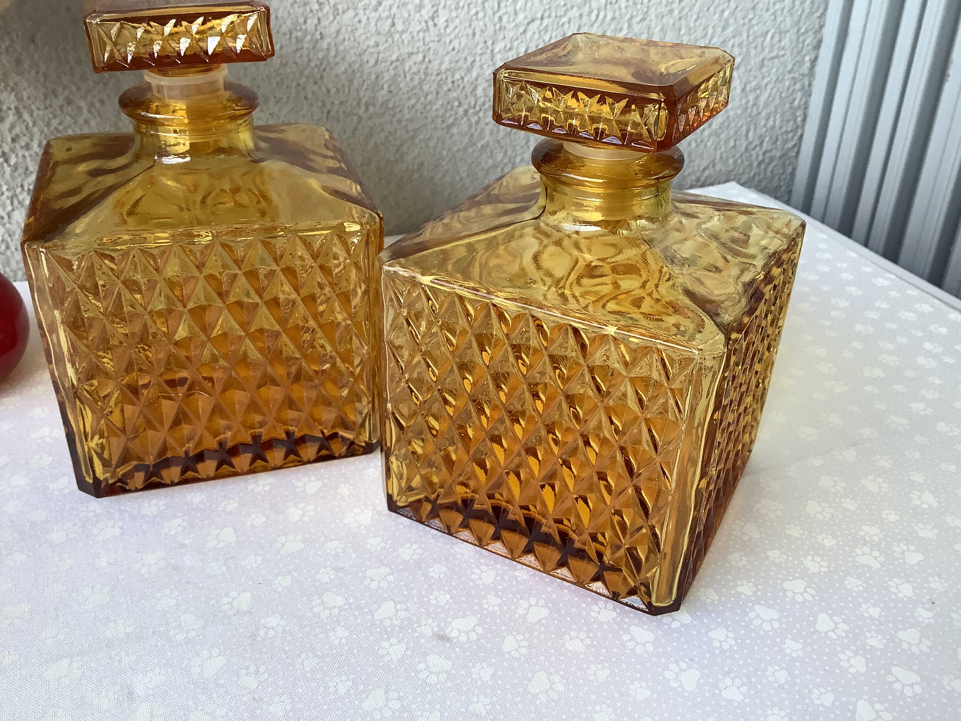 Amber glass carafes Japanese 1970s - Tislo "PASSED J.G.I.A"