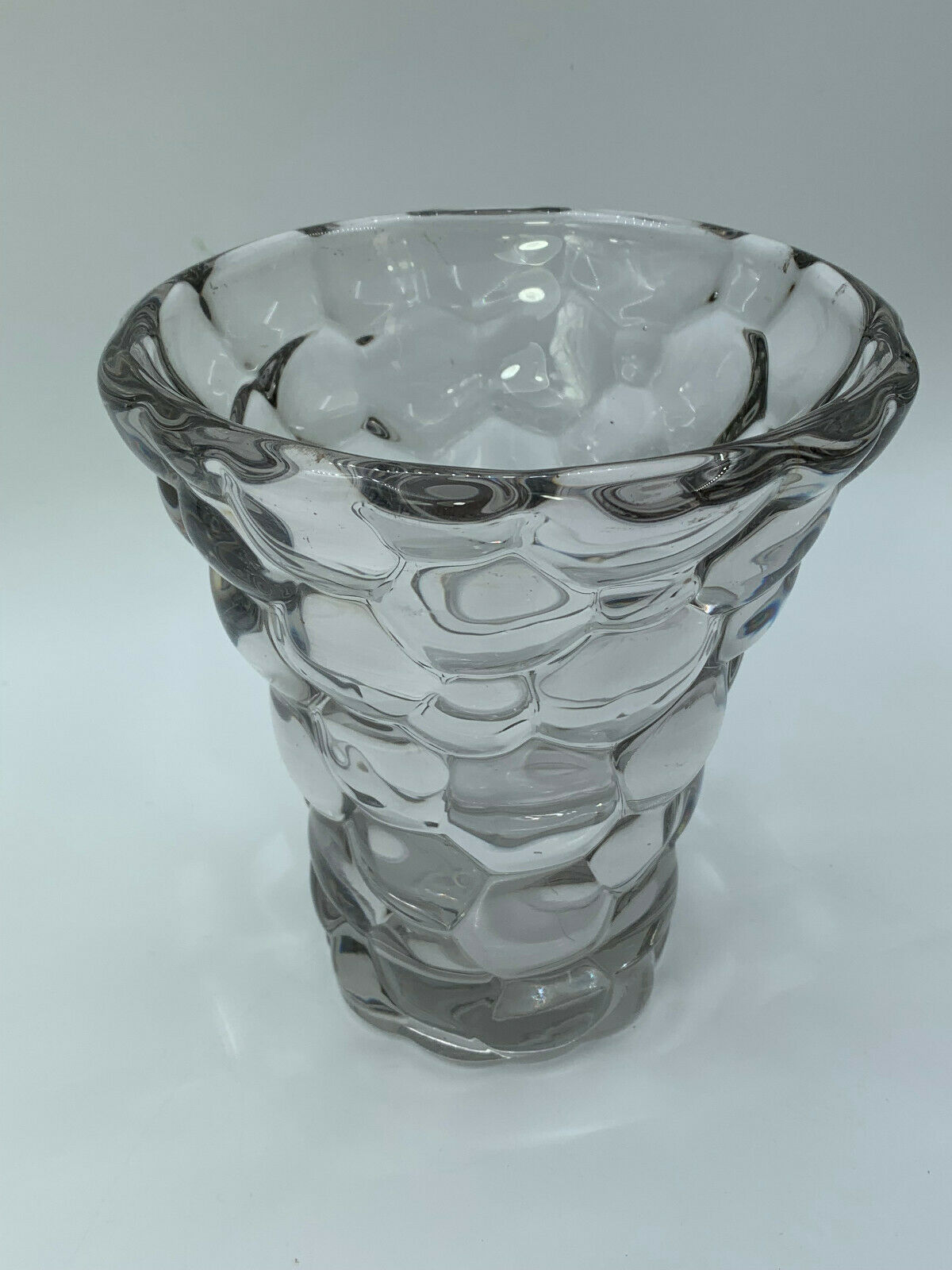 Glass vase or transparent crystal honeycomb art deco