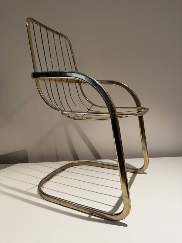 Paire de fauteuils Willy Rizzo en métal doré