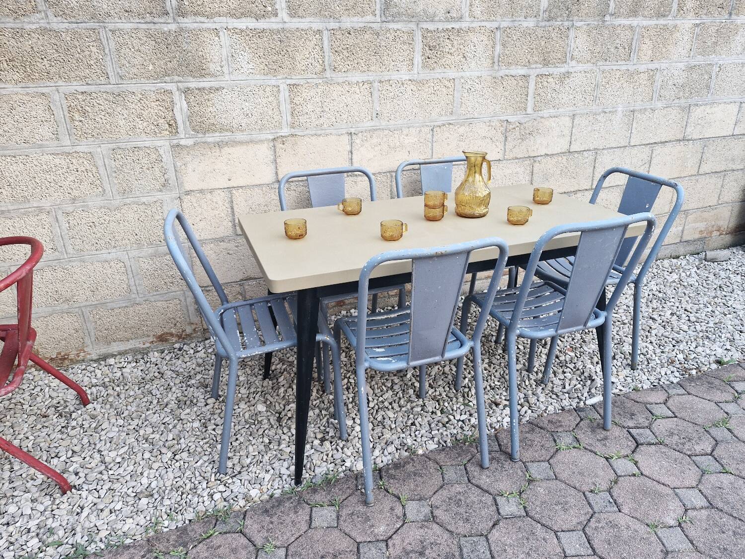 TOLIX, Large Metal Table T55 by Xavier Pauchard France, 1950s