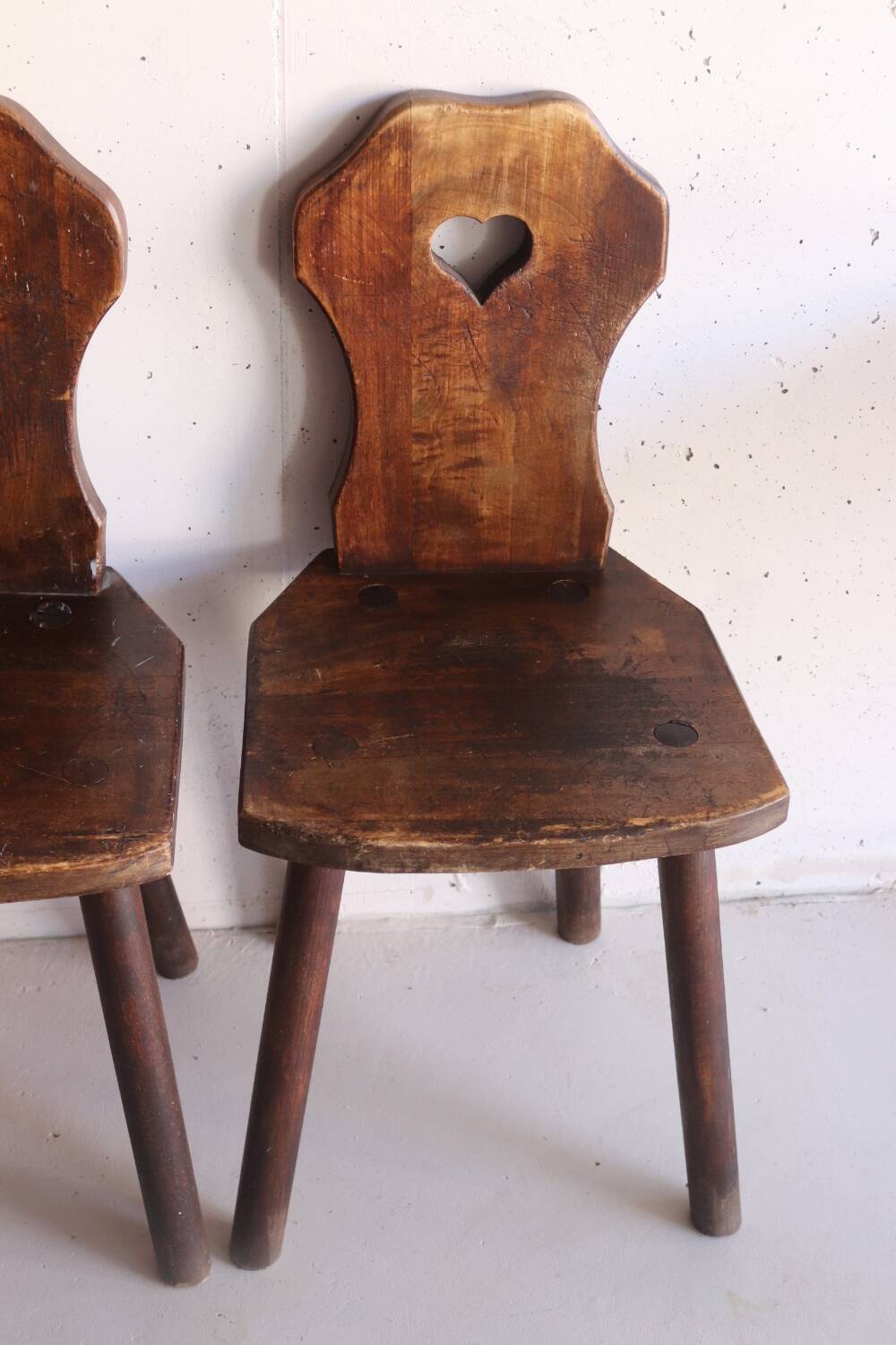 Pair of antique Alsatian wooden chairs