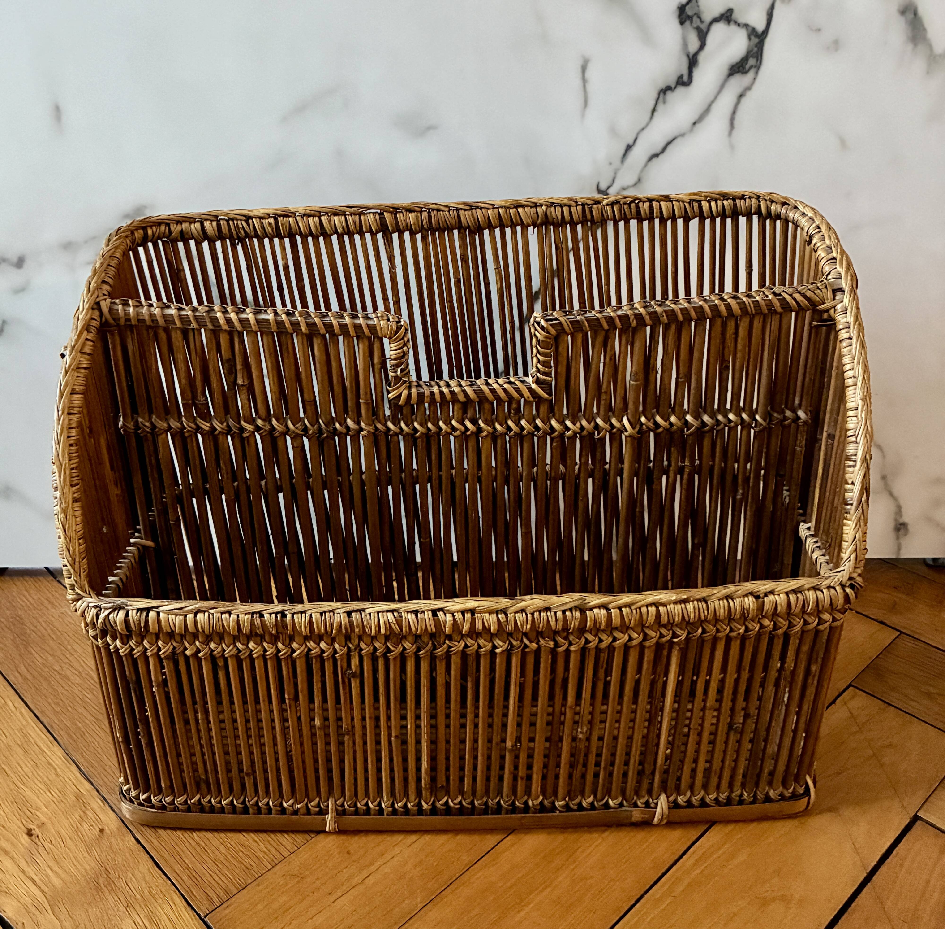 Vintage rattan magazine rack