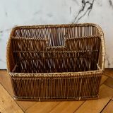 Vintage rattan magazine rack