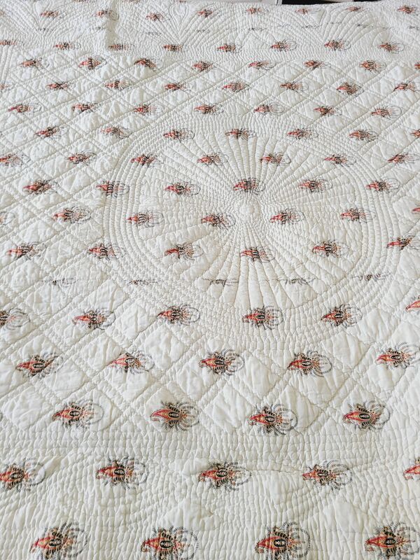 1850 grande courtepointe piquee 195 x 190 cm