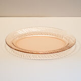 Plat en verre rose rosaline
