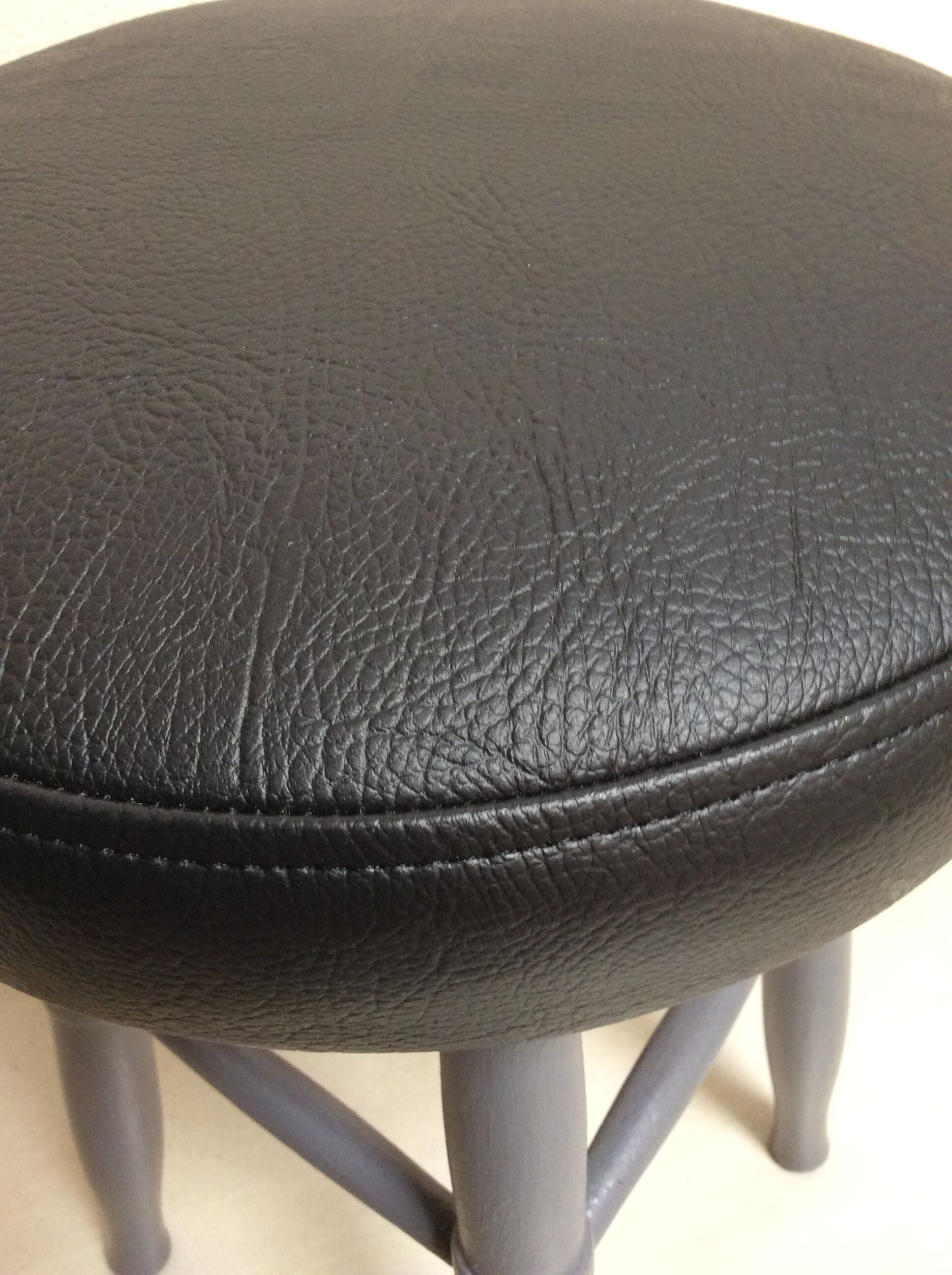 Grey stool black leatherette
