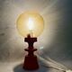 Portuguese Orange Wood & Amber Seeded Glass Table Lamp