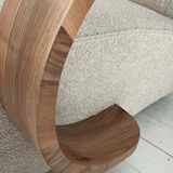 Art deco armchair in walnut and curly fabric