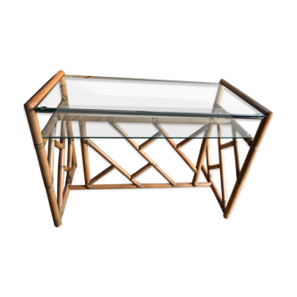 Bamboo and vintage rattan console