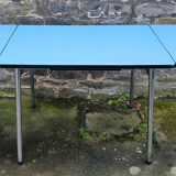 Blue formica set, a table and its 4 chairs, vintage, 60s