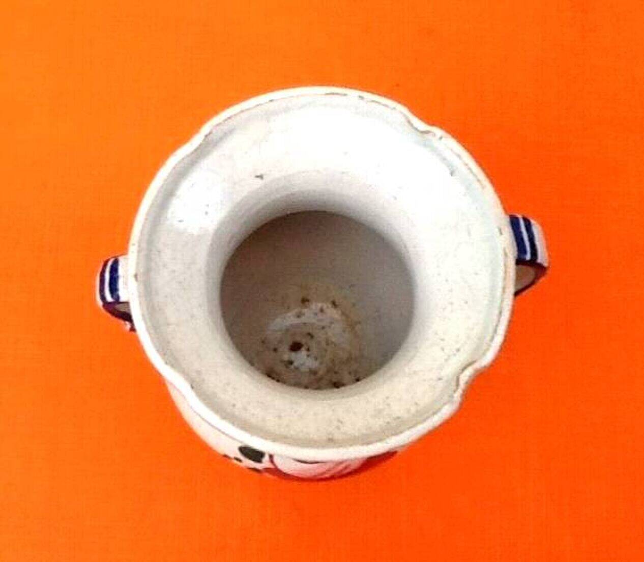 1950s Small baluster-shaped Italian ceramic vase with floral decoration