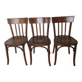 3 Baumann curved wood bistro chairs