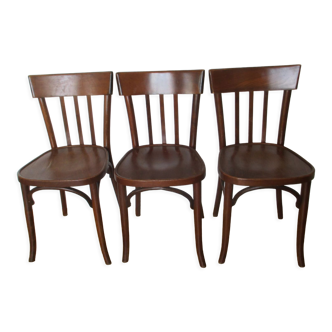 3 Baumann curved wood bistro chairs