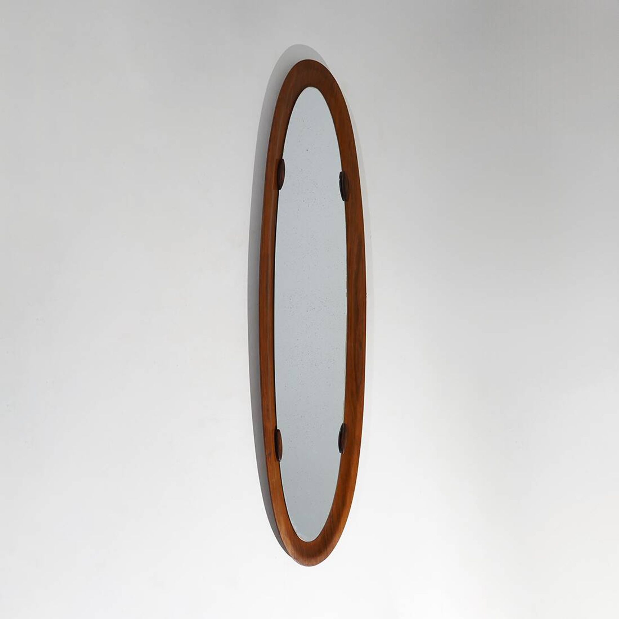 Curved plywood wall mirror, 1960s